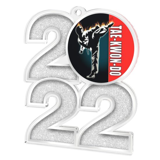 Taekwondo 2022 Silver Acrylic Medal