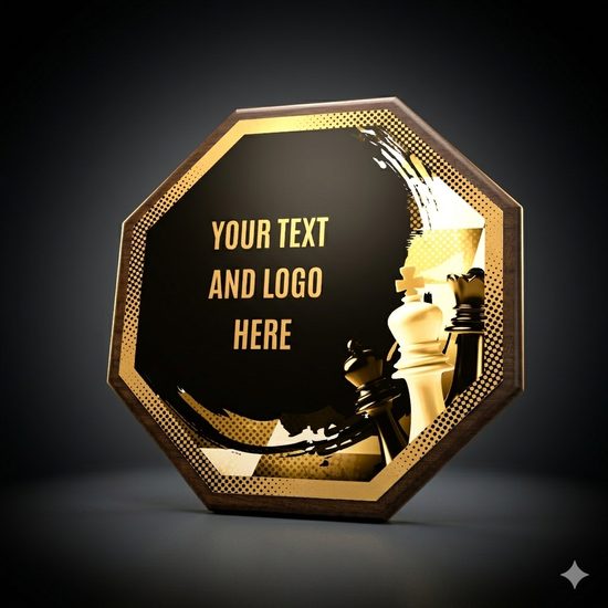HEX Metal & Wood Chess Plaque