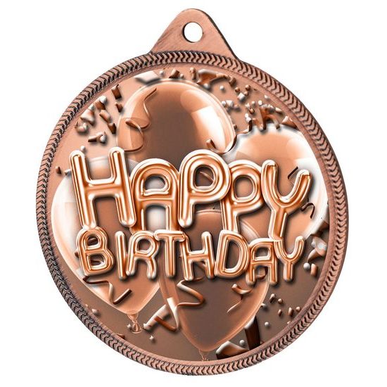 Happy Birthday Classic Texture 3D Print Bronze Medal