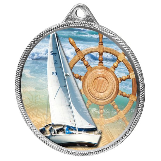 Sailing Color Texture 3D Print Silver Medal