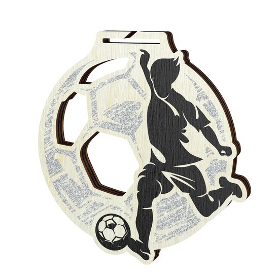 Acacia Women Soccer Silver Eco Friendly Wooden Medal