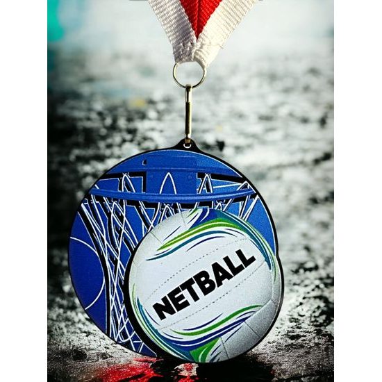 Rincon black acrylic Netball medal