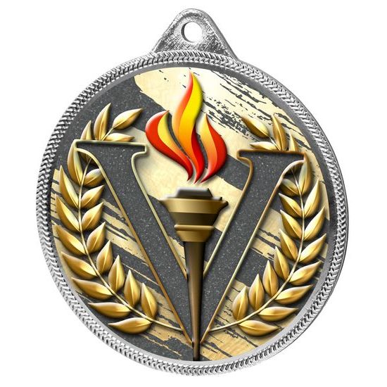 Victory Color Texture 3D Print Silver Medal