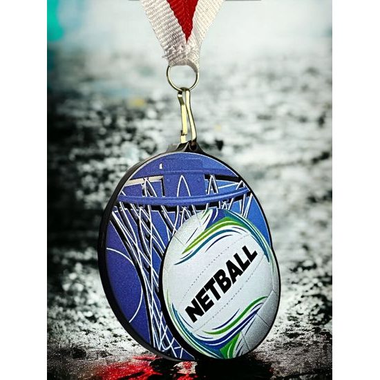 Rincon black acrylic Netball medal