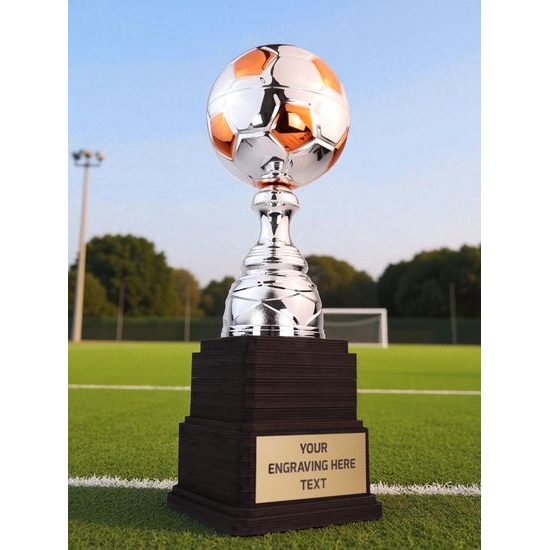 Sealy Silver and Orange Tower Soccer Trophy
