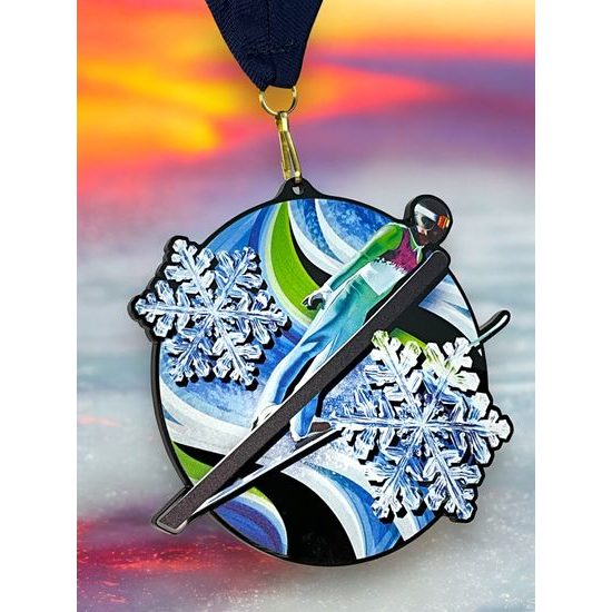 Rincon Black Acrylic Ski Jumping Medal