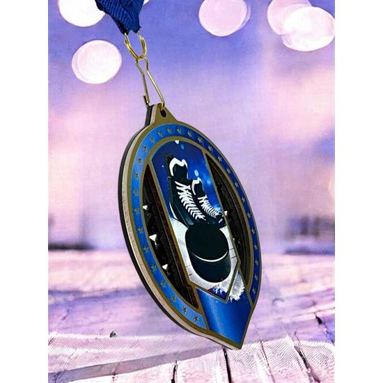 Noir Stainless Steel Ice Hockey Medal