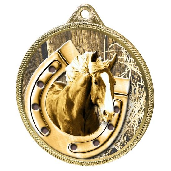 Horseshoe Equestrian Classic Texture 3D Print Gold Medal