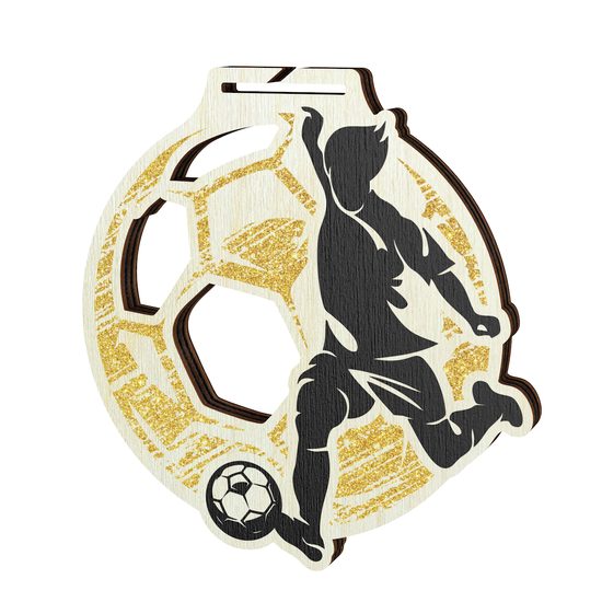 Acacia Women Soccer Gold Eco Friendly Wooden Medal