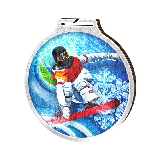 Habitat Snowboarding Silver Eco Friendly Wooden Medal