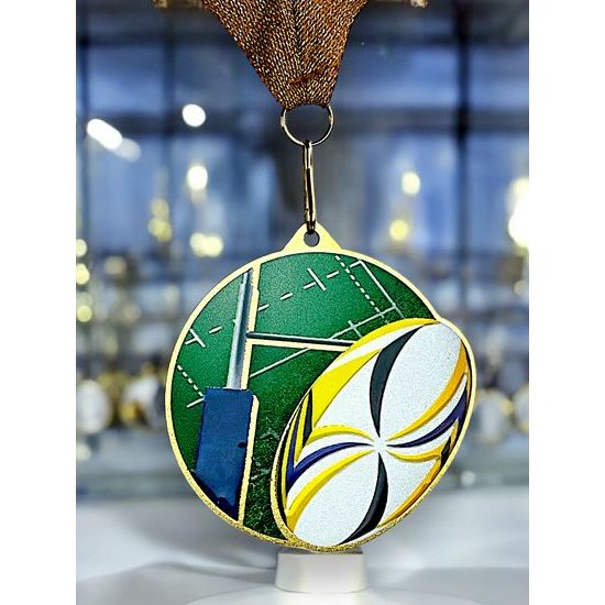 Aurum Stainless Steel Rugby Medal