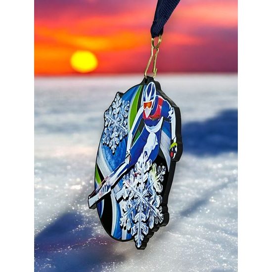 Rincon Black Acrylic Skiing Medal