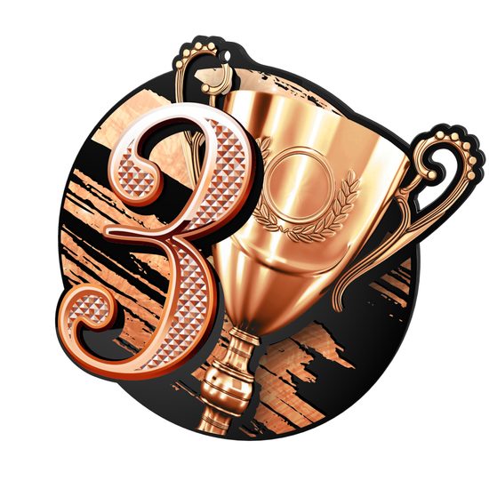 Rincon black acrylic Number 3 medal