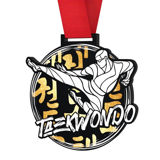 Giant Taekwondo Black Acrylic Medal