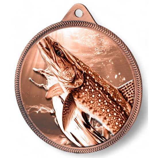 Pike Fishing Texture Classic Print Bronze Medal
