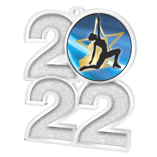 Ice Skater 2022 Silver Acrylic Medal