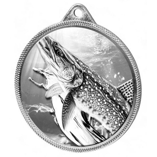 Pike Fishing Texture Classic Print Silver Medal