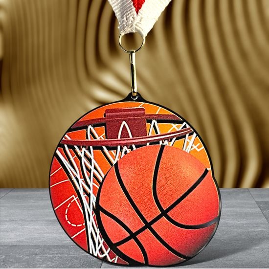 Rincon black acrylic Basketball medal