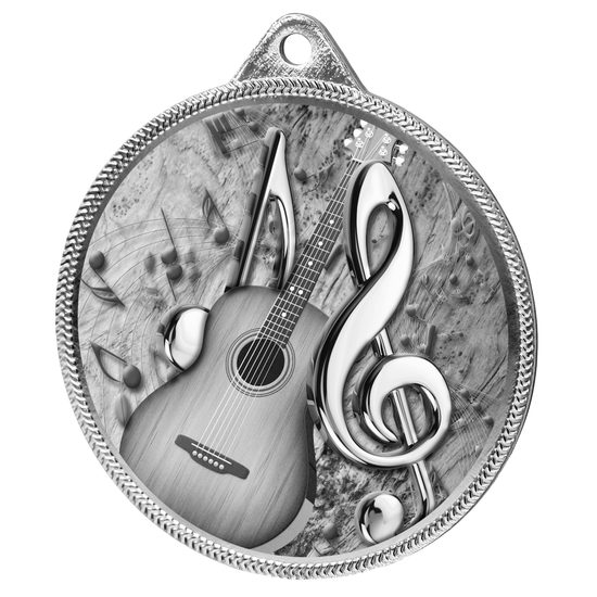 Acoustic Guitar Classic Texture 3D Print Silver Medal