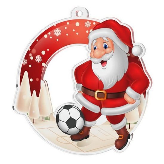 Snowy Father Christmas Soccer Medal