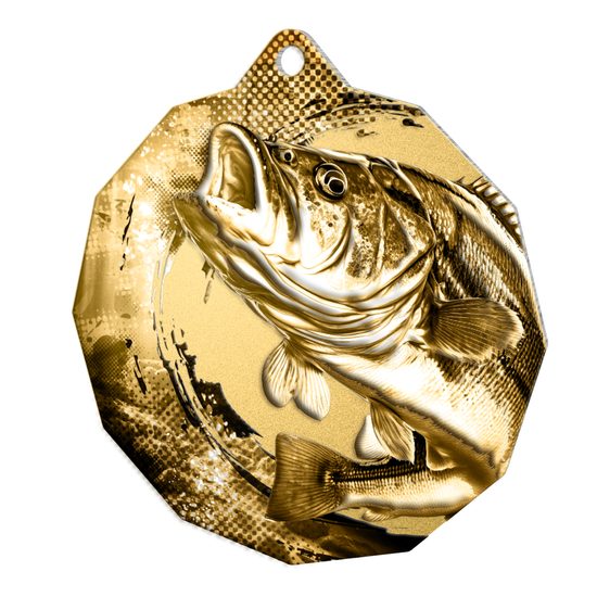 Polygon Classic Stainless Steel Fishing Medal