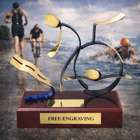 Barcelona Triathlon Handmade Metal Trophy