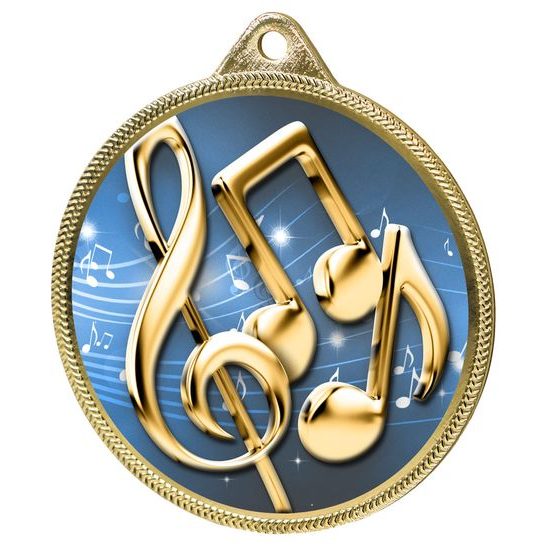 Music Notes Color Texture 3D Print Gold Medal