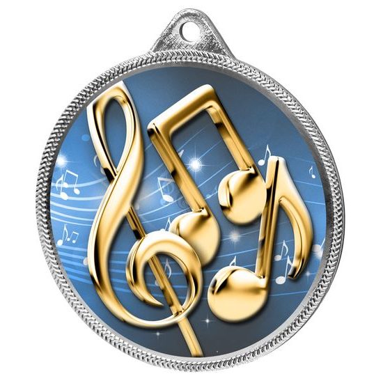 Music Notes Color Texture 3D Print Silver Medal