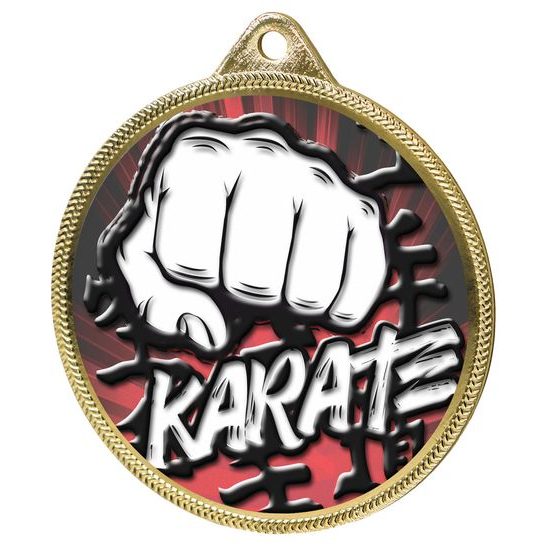 Karate Color Texture 3D Print Gold Medal