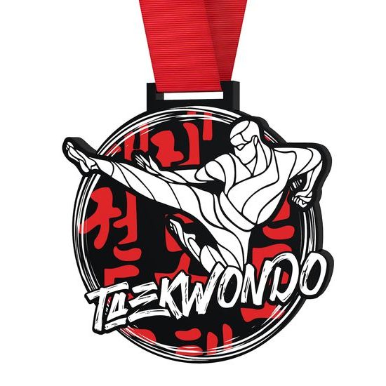 Giant Taekwondo Black Acrylic Medal