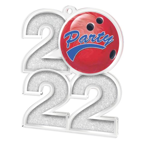 Tenpin Bowling Party 2022 Silver Acrylic Medal