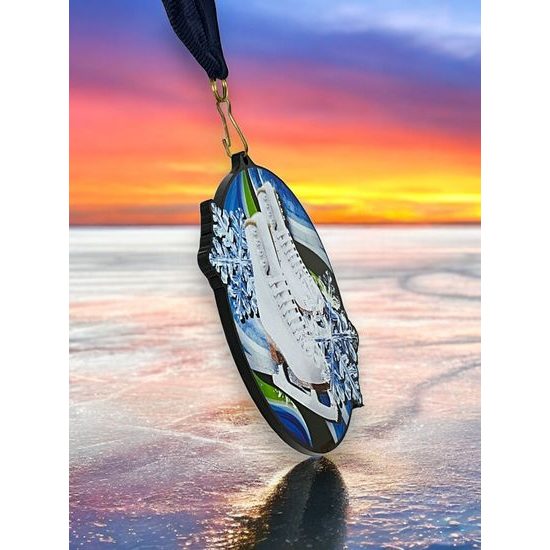 Rincon White Acrylic Ice Skating Medal