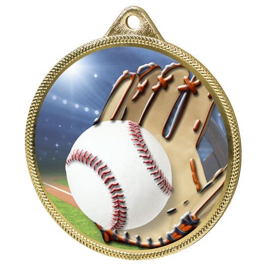 Baseball Color Texture 3D Print Gold Medal