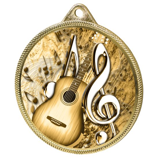 Acoustic Guitar Classic Texture 3D Print Gold Medal