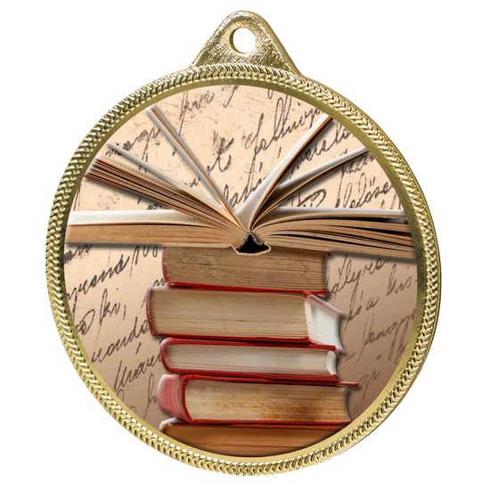 Reading and Literature Color Texture 3D Print Gold Medal