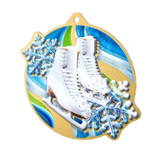 Aurum Stainless Steel Figure White Skating Medal