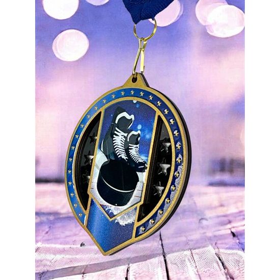 Noir Stainless Steel Ice Hockey Medal