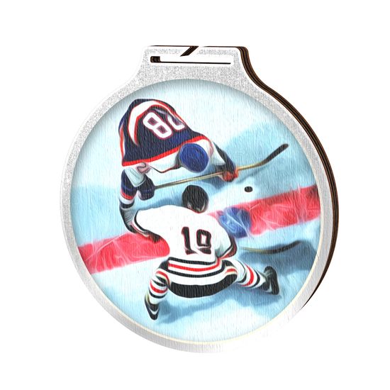 Habitat Ice Hockey Silver Eco Friendly Wooden Medal