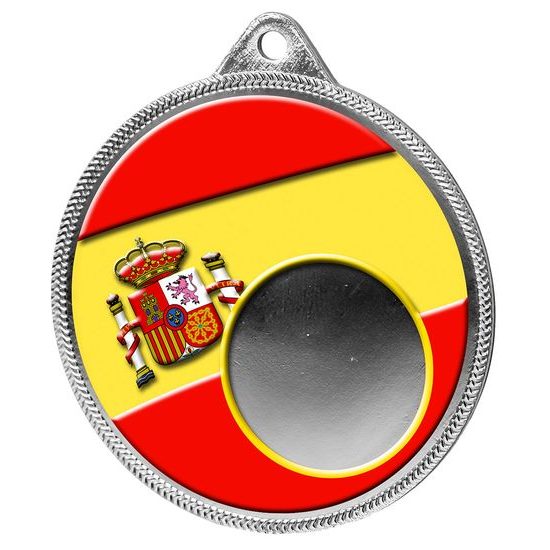 Spanish Flag Logo Insert Silver 3D Printed Spain Medal