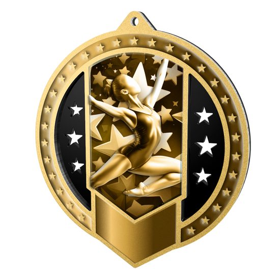 Noir Stainless Steel Gymnastics Classic Medal