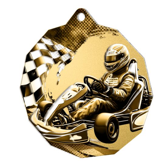 Polygon Classic Stainless Steel Go Kart Medal