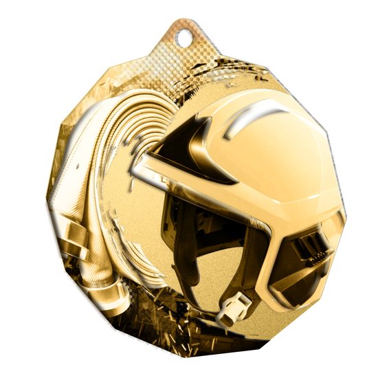 Polygon Classic Stainless Steel Firefighter Medal
