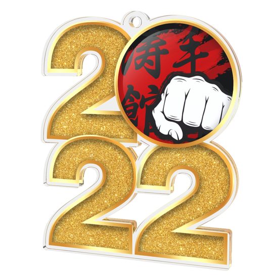 Martial Arts Fist 2022 Gold Acrylic Medal