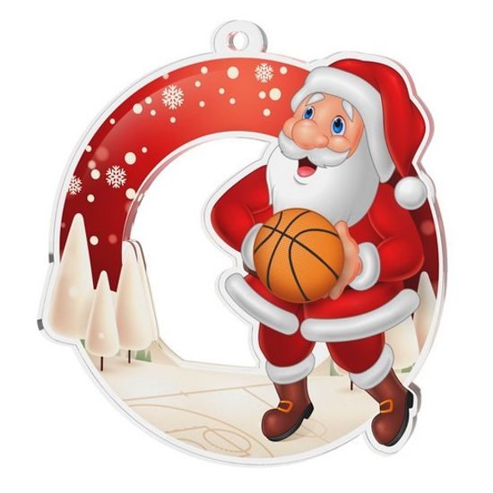 Snowy Father Christmas Basketball Medal