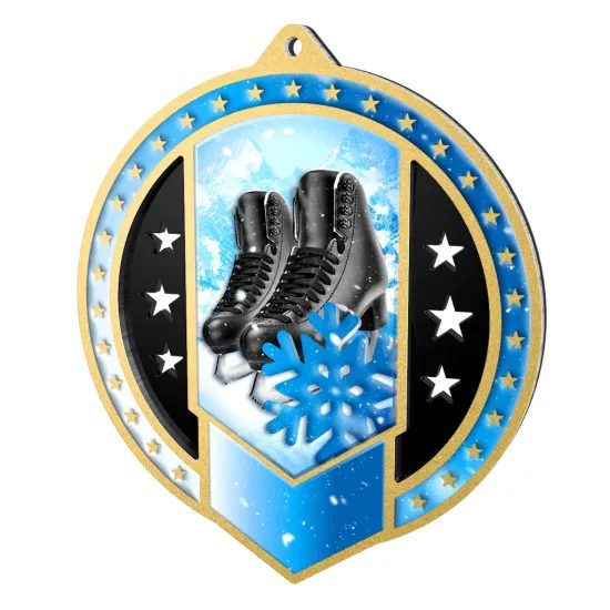 Noir Stainless Steel Ice Skating Medal