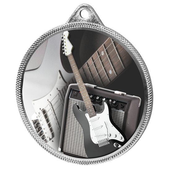 Electric Guitar Color Texture 3D Print Silver Medal