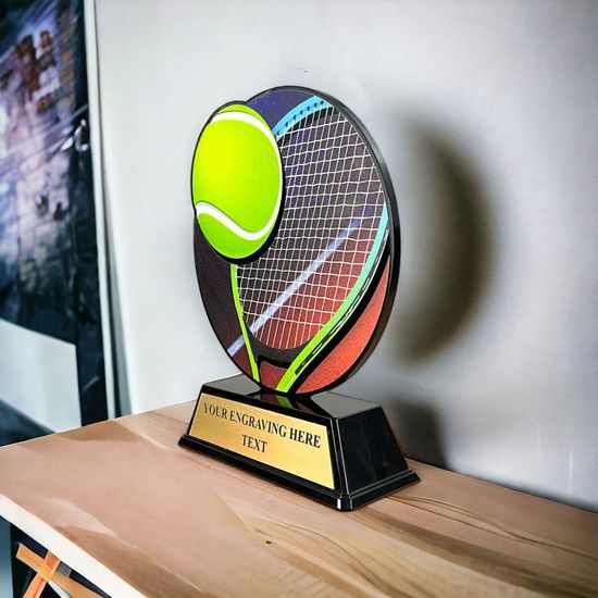 Roswell black acrylic Tennis trophy