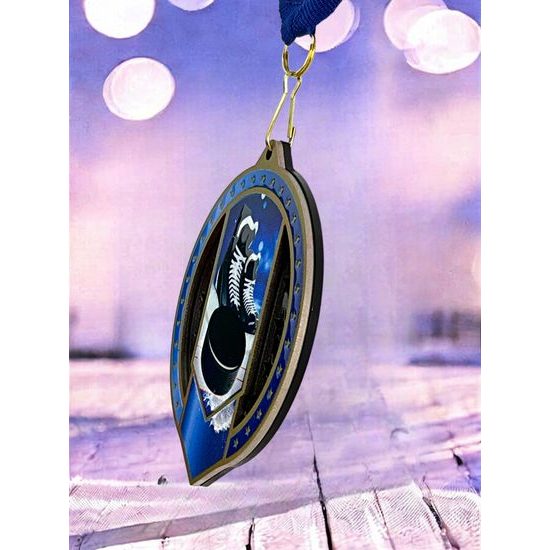 Noir Stainless Steel Ice Hockey Medal