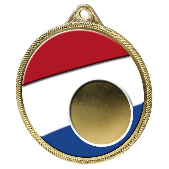 Dutch Netherlands Flag Logo Insert Gold 3D Printed Medal