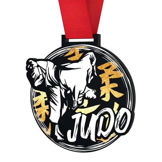 Giant Judo Black Acrylic Medal